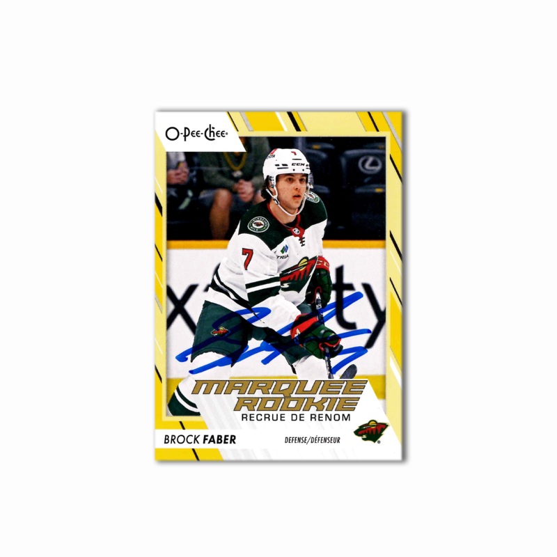 2023-24 OPC Marquee Yellow #580 BROCK FABER Autographed Rookie Card