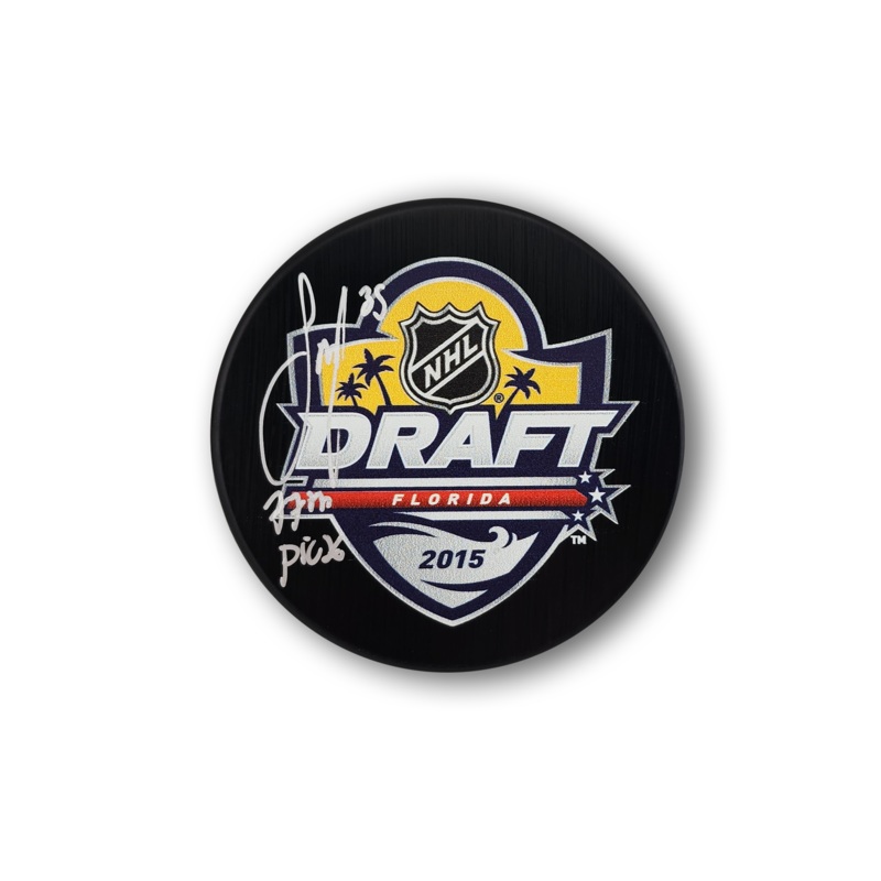 Sam Montembeault Autographed 2015 NHL Draft Hockey Puck Inscribed 77th Pick