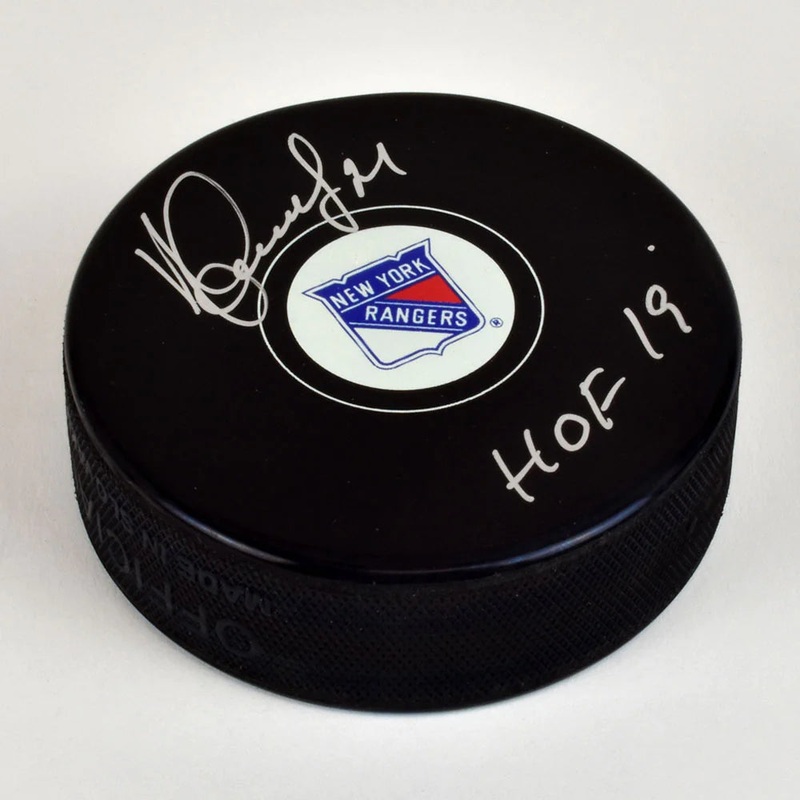 Sergei Zubov Autographed New York Rangers Hockey Puck Inscribed HOF Note