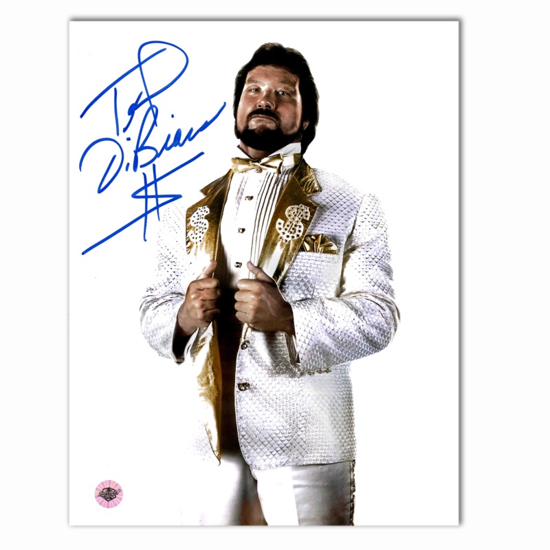 Ted Dibiase Million Dollar Man Autographed WWE White Suite 8×10 Photo