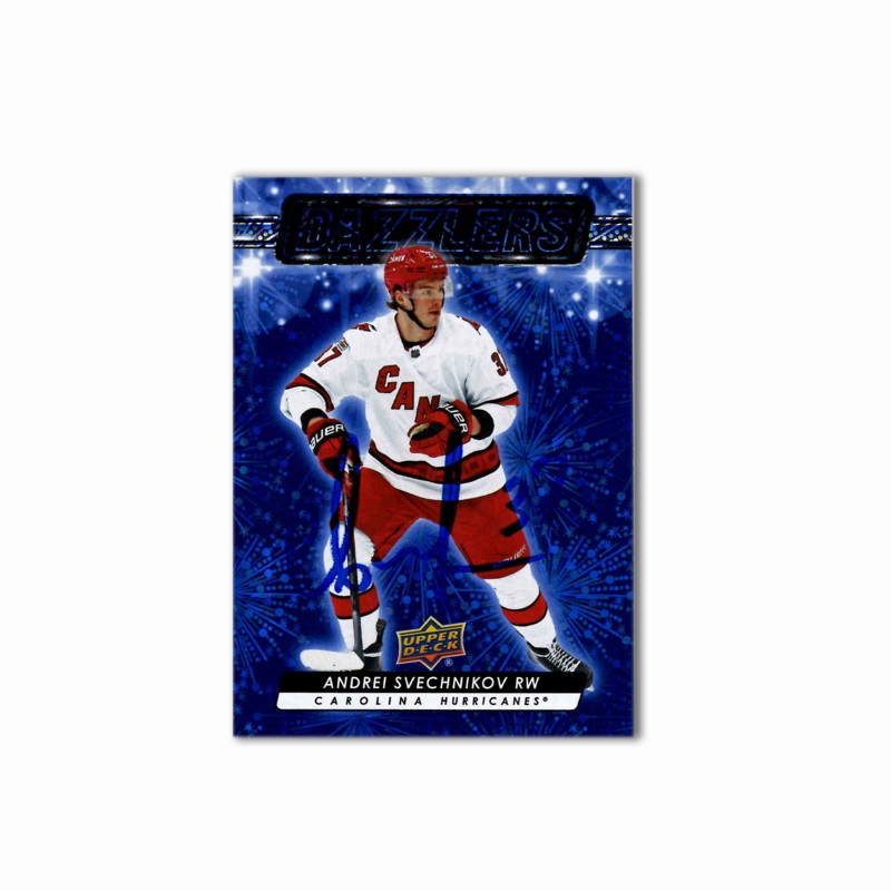 Andrei Svechnikov Autographed Carolina Hurricanes Blue Dazzler Hockey Card