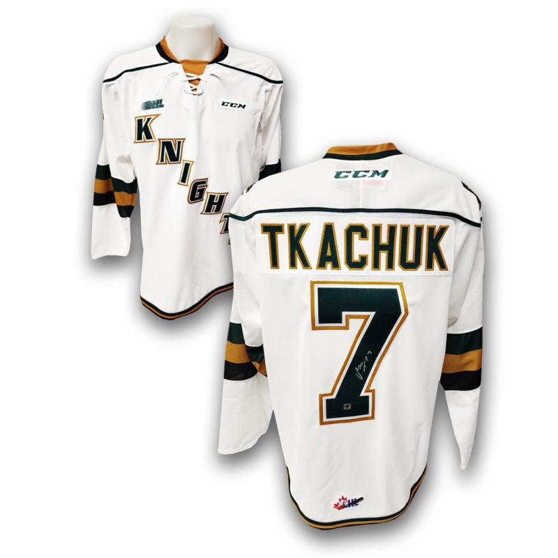 Matthew Tkachuk Autographed London Knights White CCM Jersey