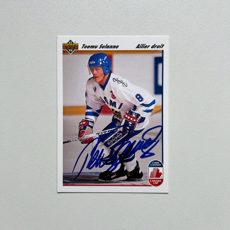 1991-92 UD Upper Deck #21 Teemu Selanne Autographed Rookie Card French