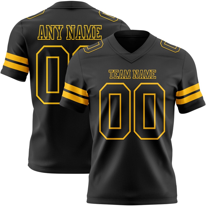 Custom Black Gold Authentic Football Jersey
