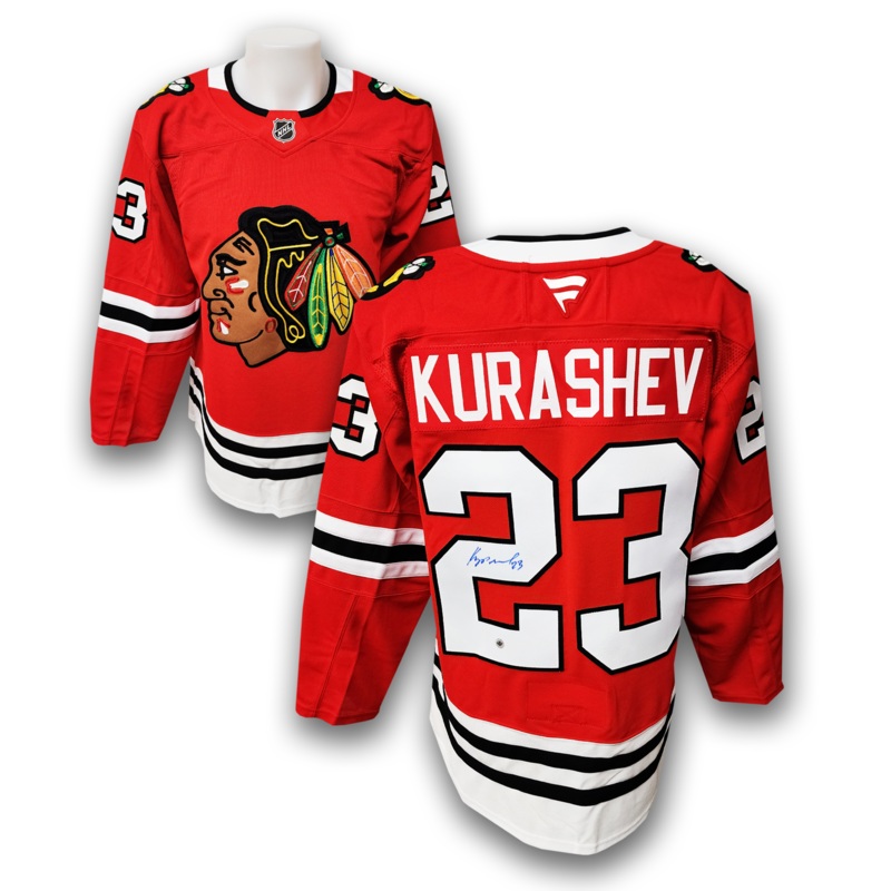 Philipp Kurashev Autographed Chicago Black Hawks Home Fanatics Premium Jersey