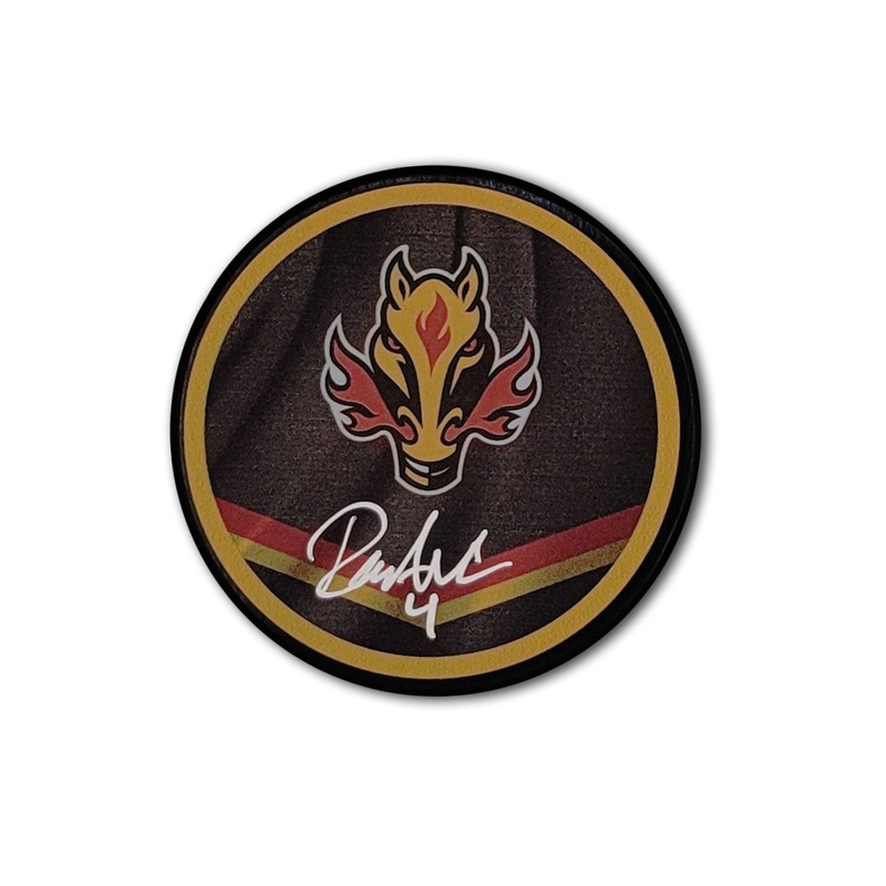 Rasmus Andersson Calgary Flames Reverse Retro Autographed Hockey Puck