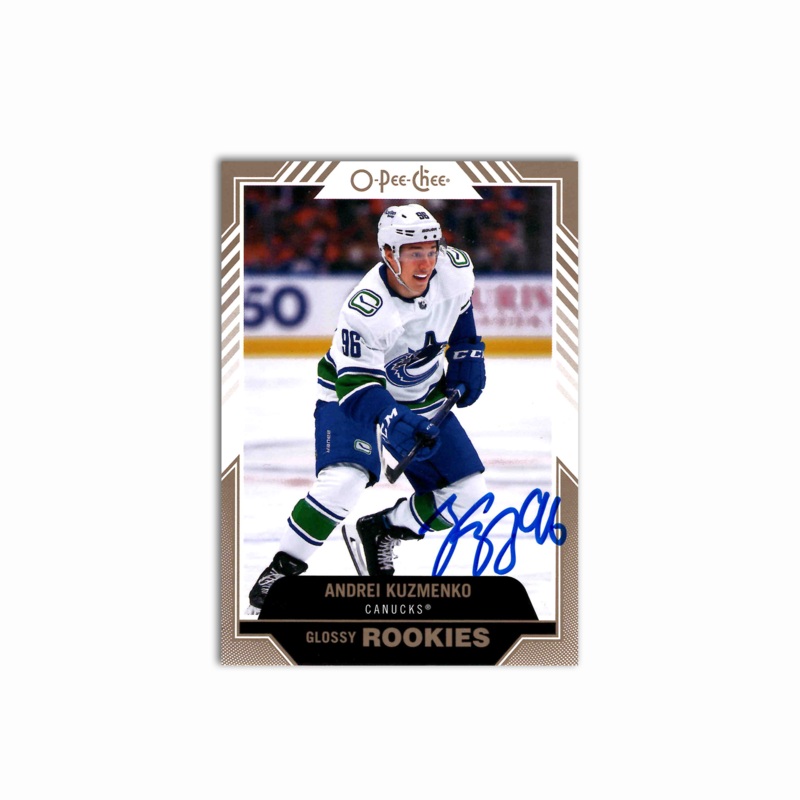Andrei Kuzmenko Autographed Vancouver Canucks Glossy Rookies Hockey Card