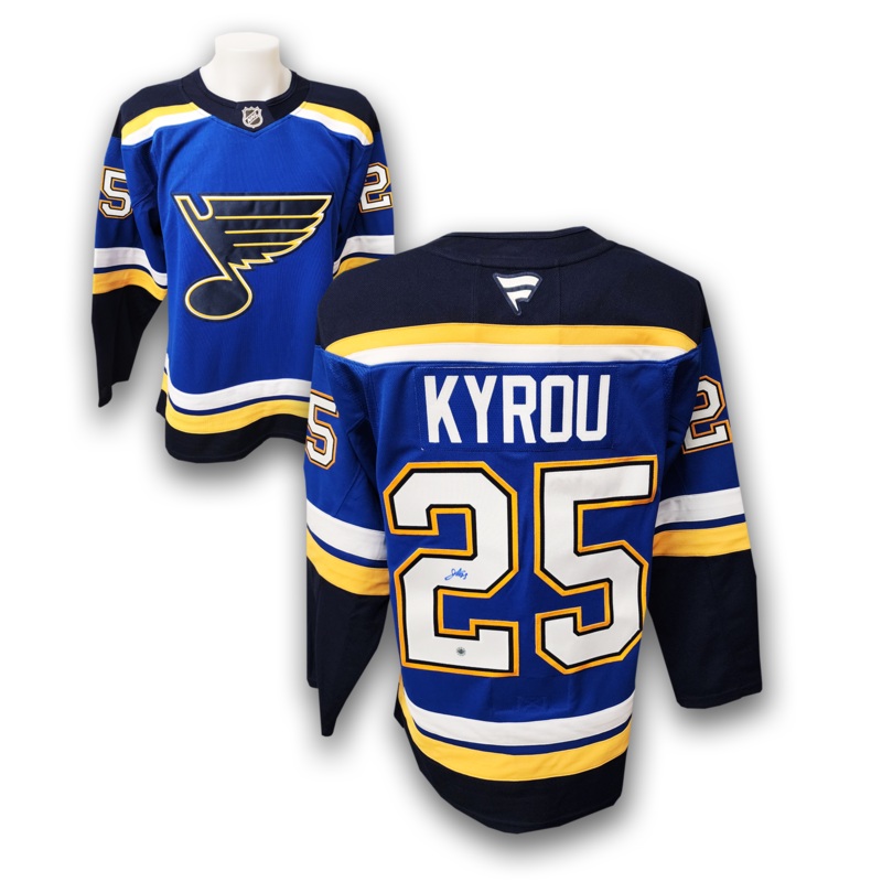 Jordan Kyrou Autographed St. Louis Blues Home Fanatics Premium Jersey