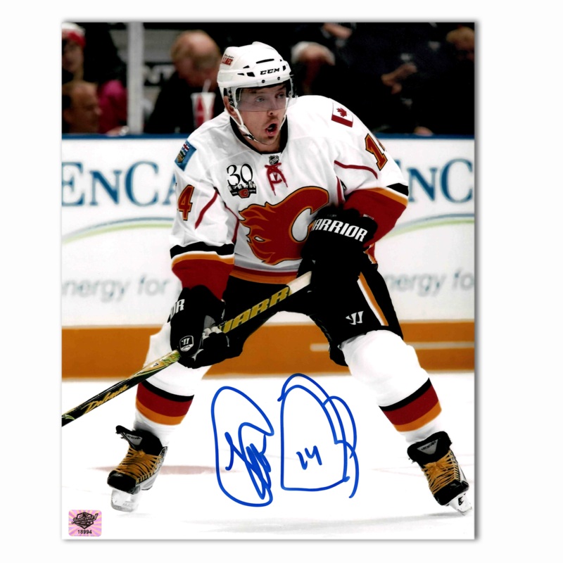 Theo Fleury Autographed Calgary Flames Away 8×10 Photo (Reebok)