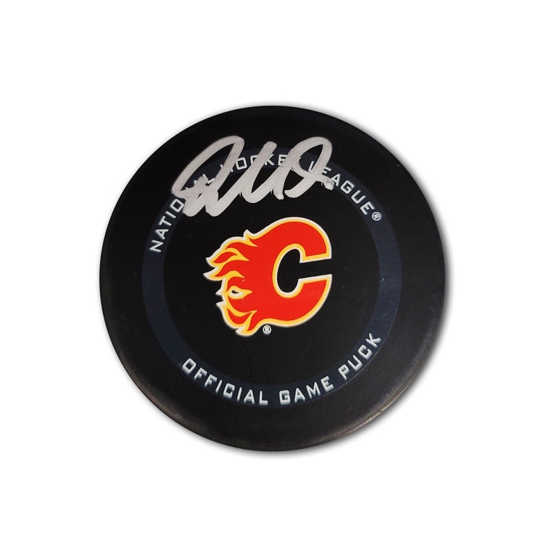 Dillon Dube Calgary Flames Official Autographed Hockey Puck