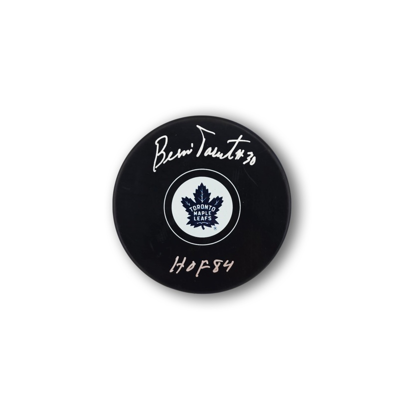 Bernie Parent Autographed Toronto Maple Leafs Hockey Puck HOF 84