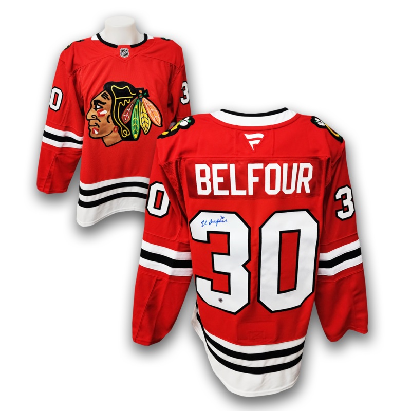 Ed Belfour Autographed Chicago Black Hawks Home Fanatics Premium Jersey