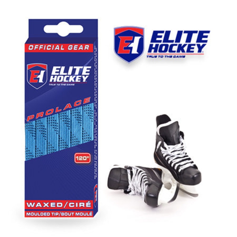 Elite Hockey Columbia Blue/Navy Wax Hockey Laces
