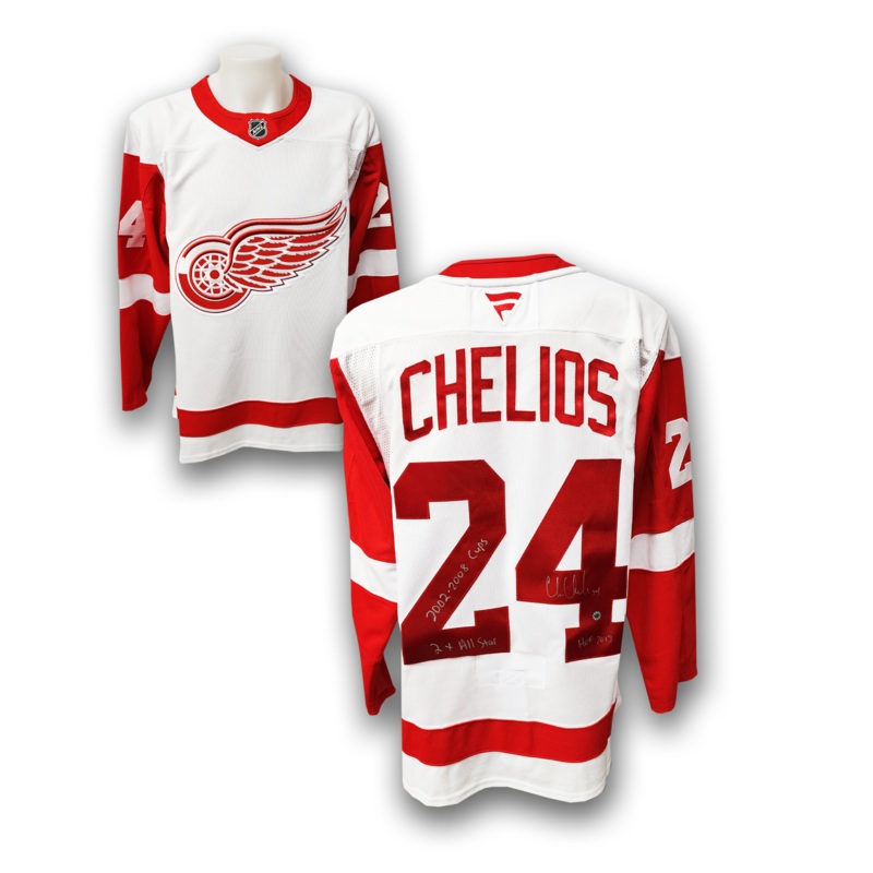 Chris Chelios Autographed Detroit Red Wings Away Fanatics Premium Career Jersey