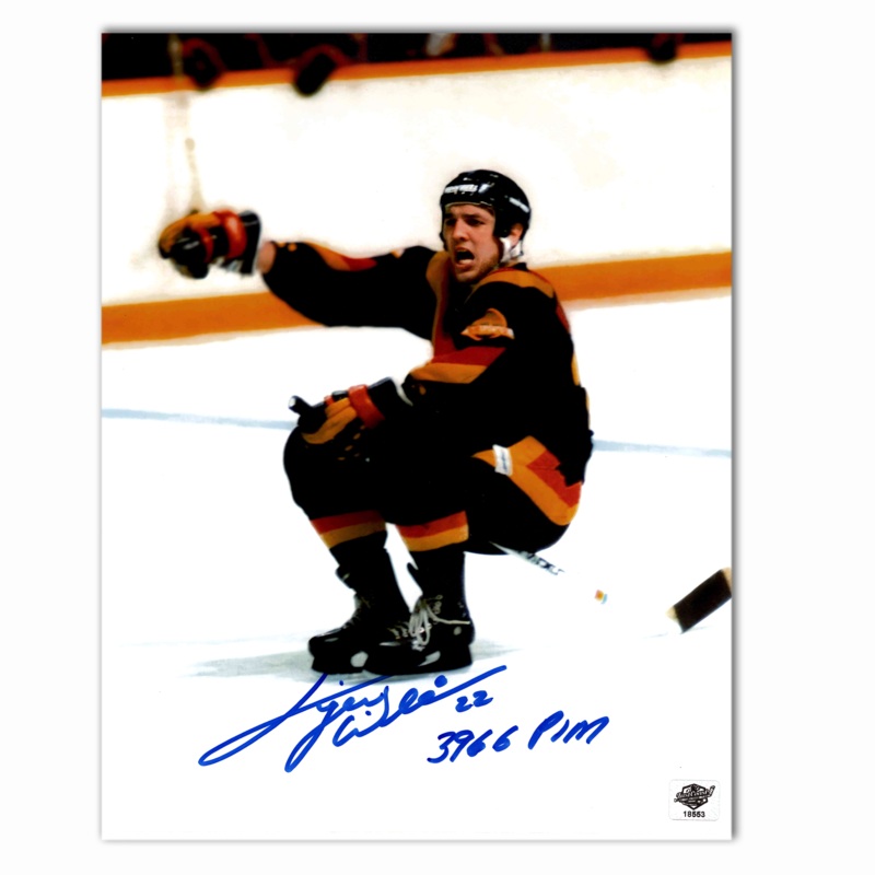 Tiger Williams Autographed Vancouver Canucks on Stick 8×10 Photo