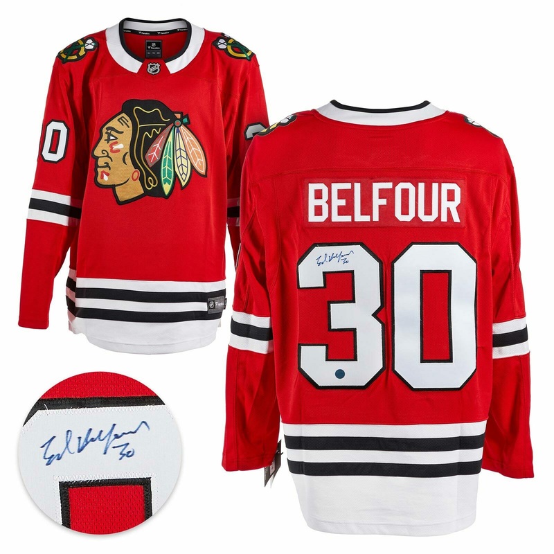 Ed Belfour Chicago Blackhawks Autographed Red Fanatics Jersey