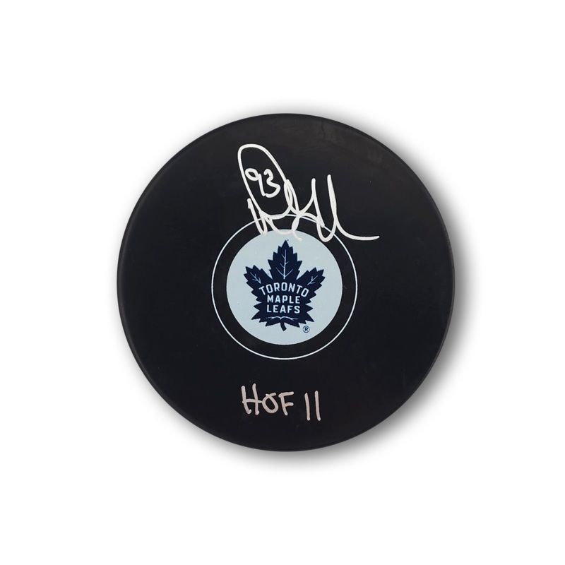 Doug Gilmour Autographed Toronto Maple Leafs Hockey Puck HOF 11
