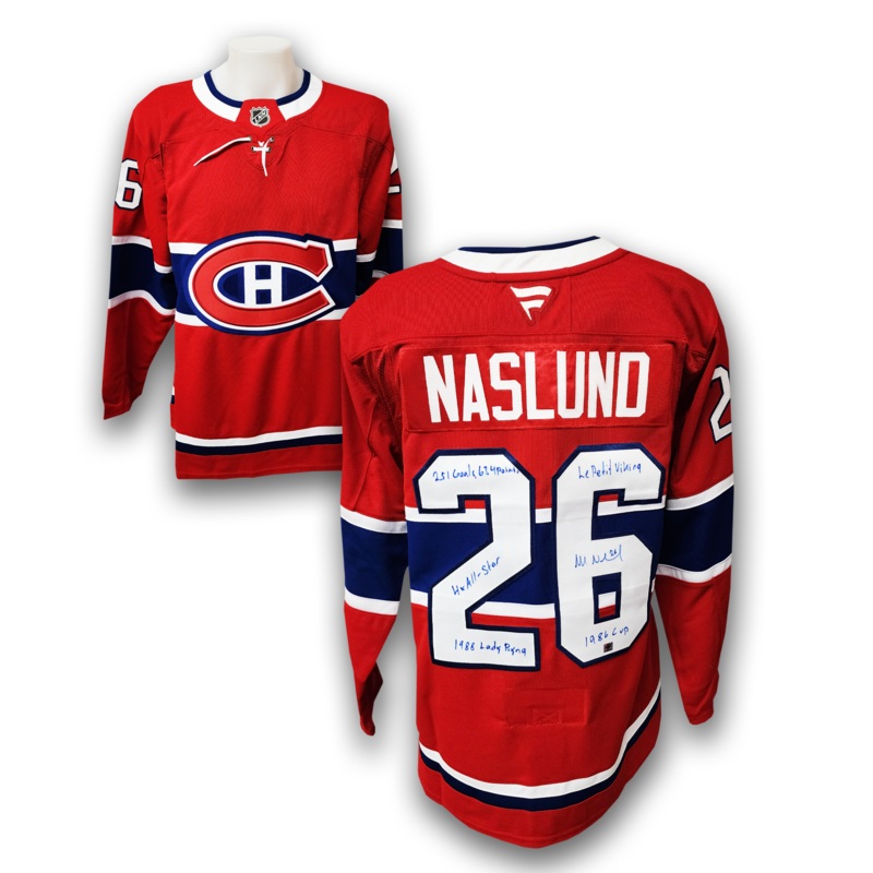 Mats Naslund Autographed Montreal Canadiens Fanatics Premium Jersey Career Inscriptions