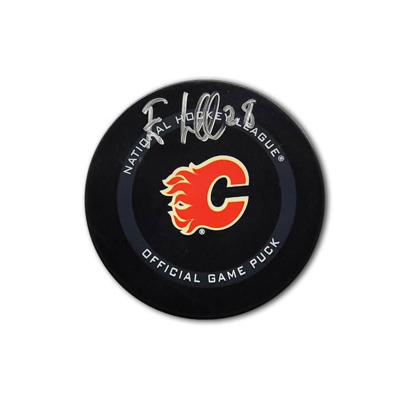 Elias Lindholm Calgary Flames Official Autographed Hockey Puck