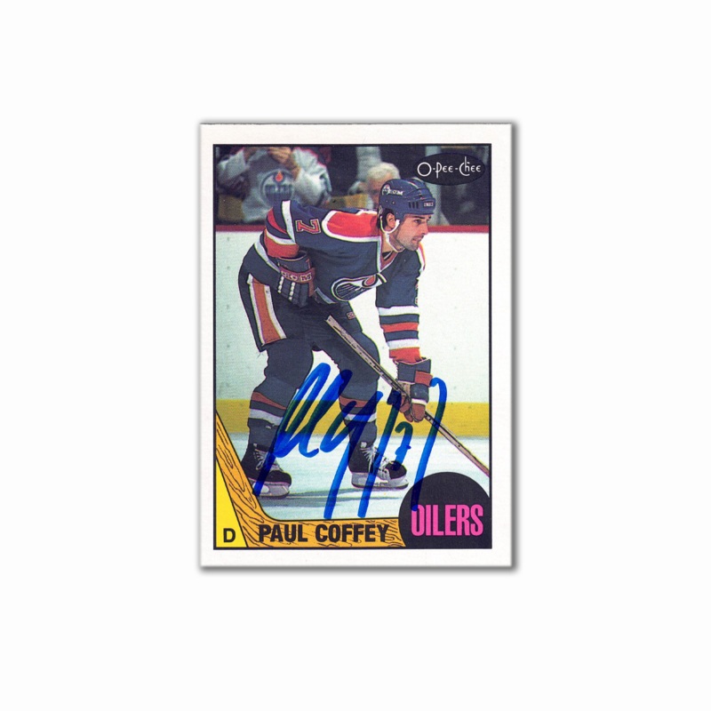 1987-88 OPC #99 PAUL COFFEY Edmonton Oilers Autographed Card