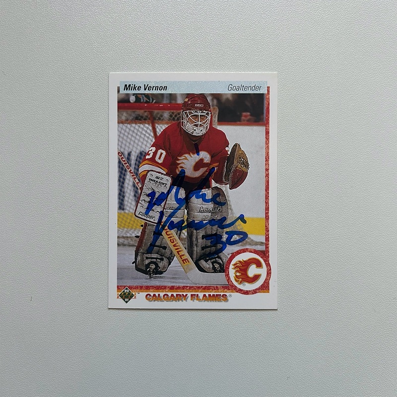 1991-92 Score #80 MIKE VERNON Autographed Hockey Card – Calgary Flames