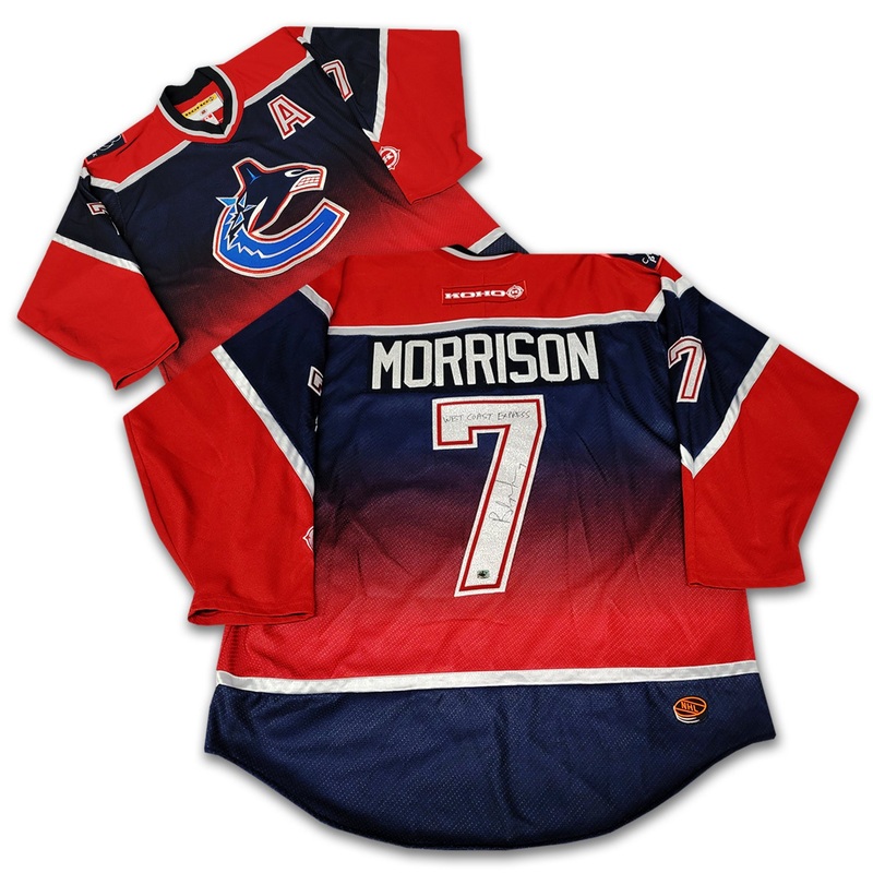 Brendan Morrison Vancouver Canucks Red Gradient Orca Jersey Inscribed West Coast Express