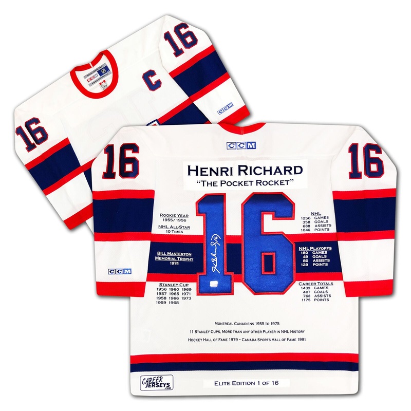 Henri Richard Montreal Canadiens Career Jersey CCM Elite Edition of 16