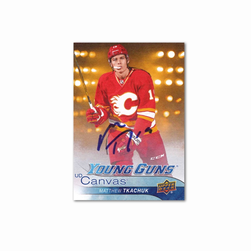Matthew Tkachuk Autographed Calgary Flames Young Guns UD Canvas Hockey Card