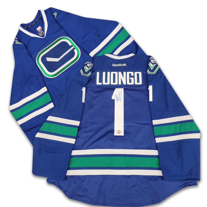 Roberto Luongo Vancouver Canucks Team Issued Autographed Authentic Blue Reebok Jersey