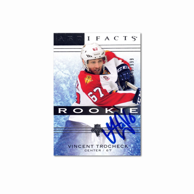 2014-15 UD Artifacts #150 VINCENT TROCHECK Autographed Rookie Card /999