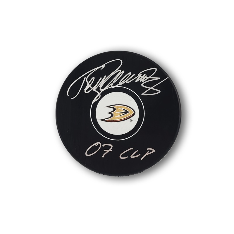 Teemu Selanne Autographed Anaheim Ducks Hockey Puck Inscribed 07 Cup