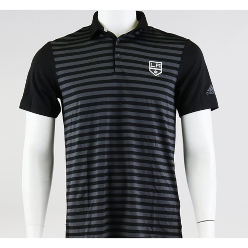 Los Angeles Kings Small Black/Gray Striped Golf Polo
