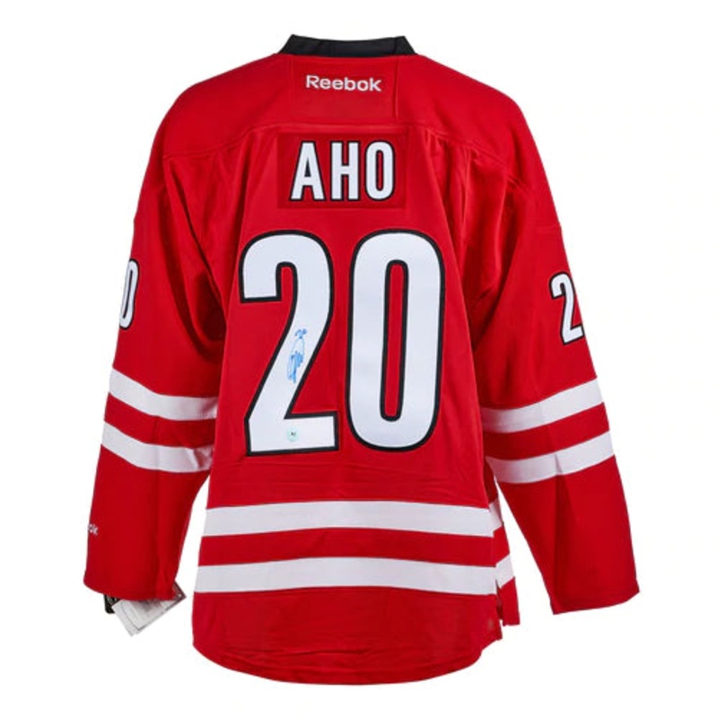 Sebastian Aho Carolina Hurricanes Signed Rookie Reebok Jersey