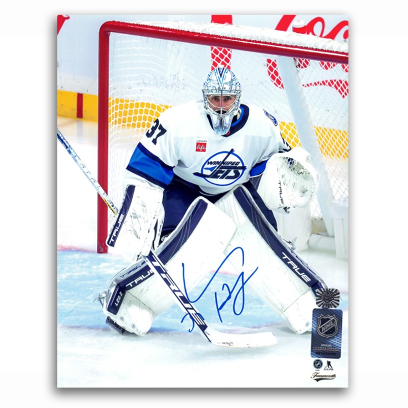 Connor Hellebuyck Winnipeg Jets Autographed Reverse Retro 2.0 8×10 Photo