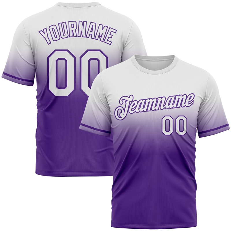 Custom White Purple Fade Fashion Performance T-Shirt
