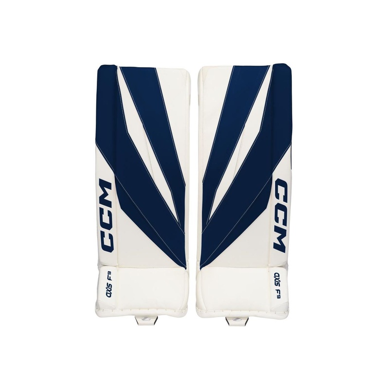 CCM Goalie Leg Pads Axis F9 Sr White/Navy
