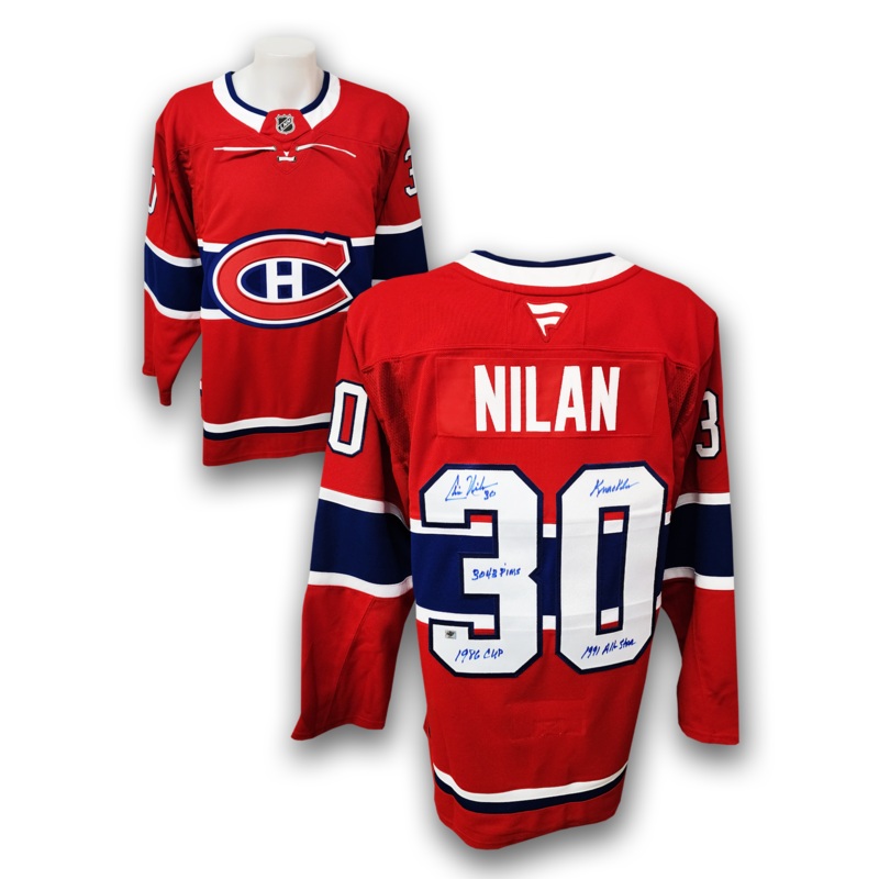 Chris Nilan Autographed Montreal Canadiens Fanatics Premium Jersey Career Inscriptions