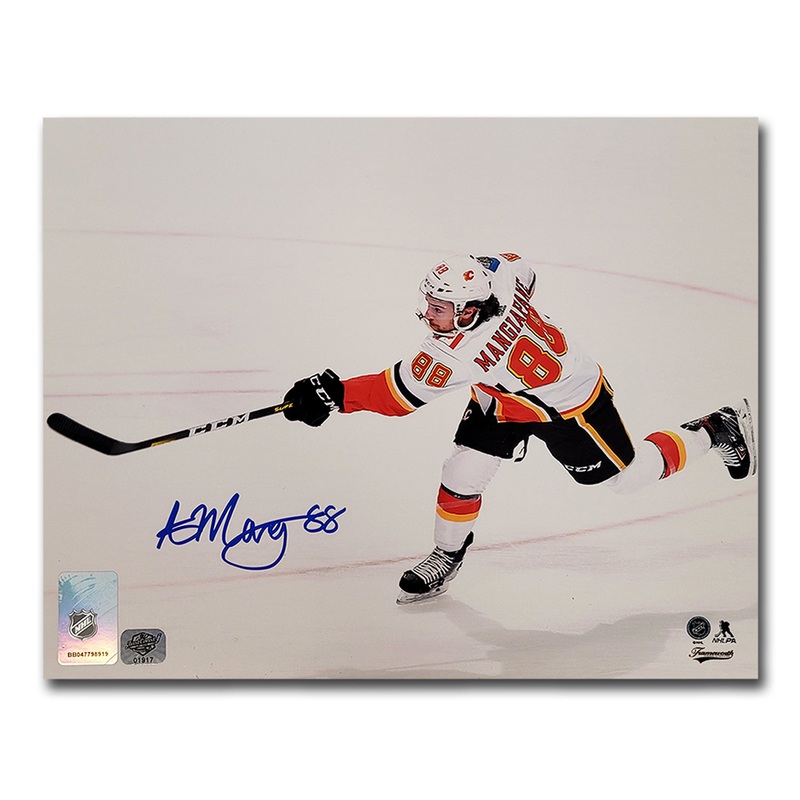 Andrew Mangiapane Calgary Flames Autographed White Slapshot 8×10 Photo
