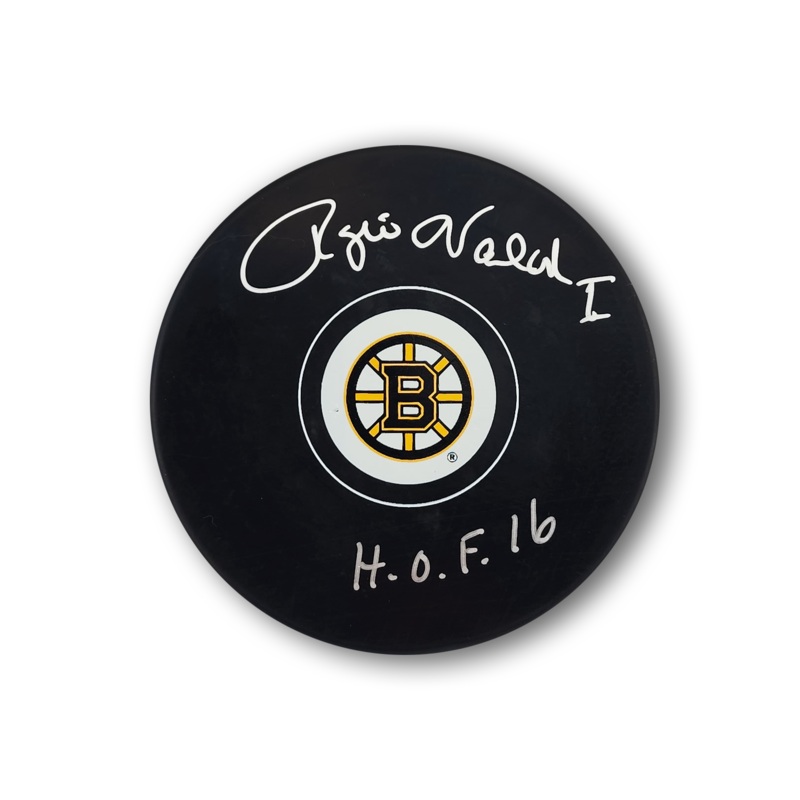 Rogie Vachon Autographed Boston Bruins Hockey Puck HOF 16