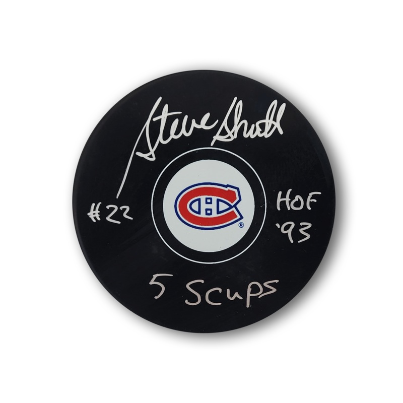 Steve Shutt Autographed Montreal Canadiens Hockey Puck 2x Inscribed