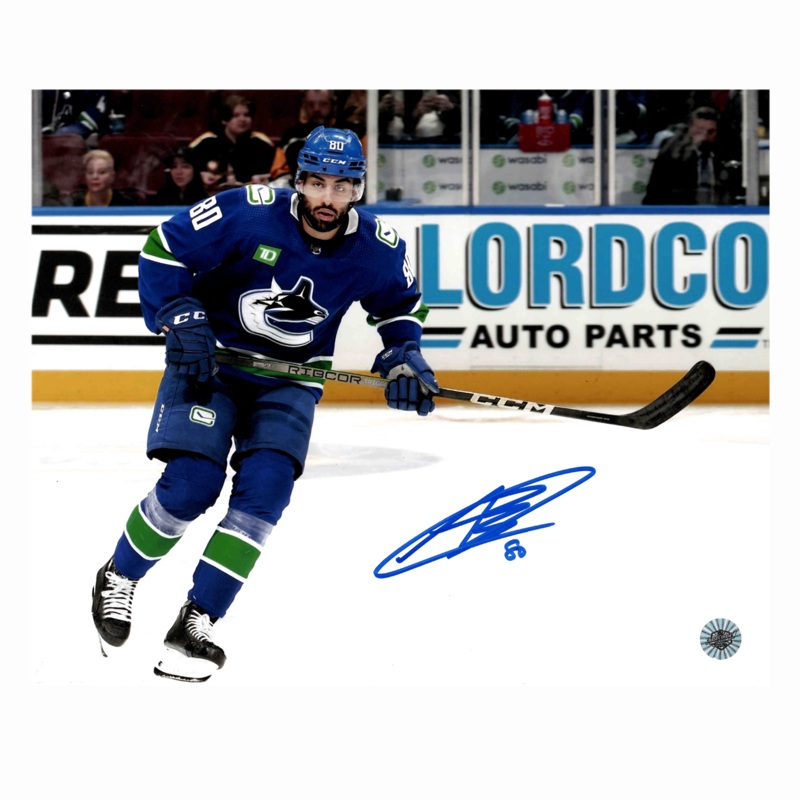 Arshdeep Bains Autographed Vancouver Canucks Home 8×10 Horizontal Photo