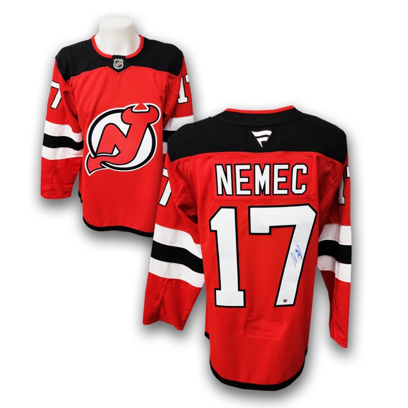 Simon Nemec Autographed New Jersey Devils Home Fanatics Premium Jersey