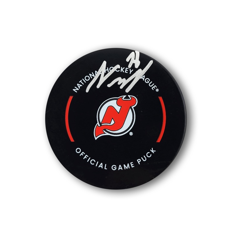 Simon Nemec Autographed New Jersey Devils Official Hockey Puck