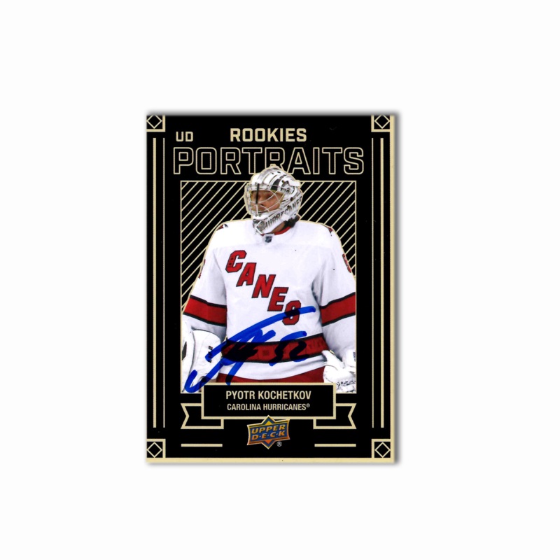 Pyotr Kochetkov Autographed Carolina Hurricanes UD Rookies Portraits Hockey Card