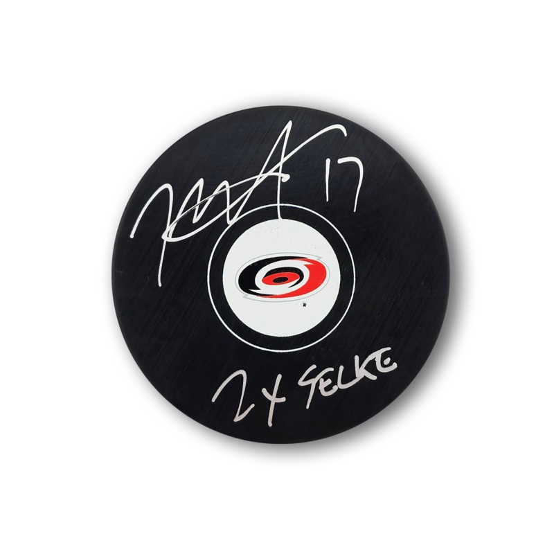 Rod Brind’Amour Autographed Carolina Hurricanes 2x Selke Inscribed Puck