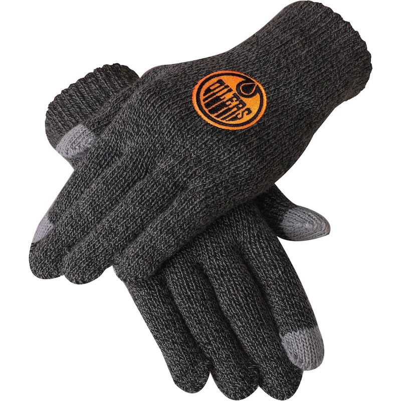 Charcoal Knit Gloves- Edmonton Oilers