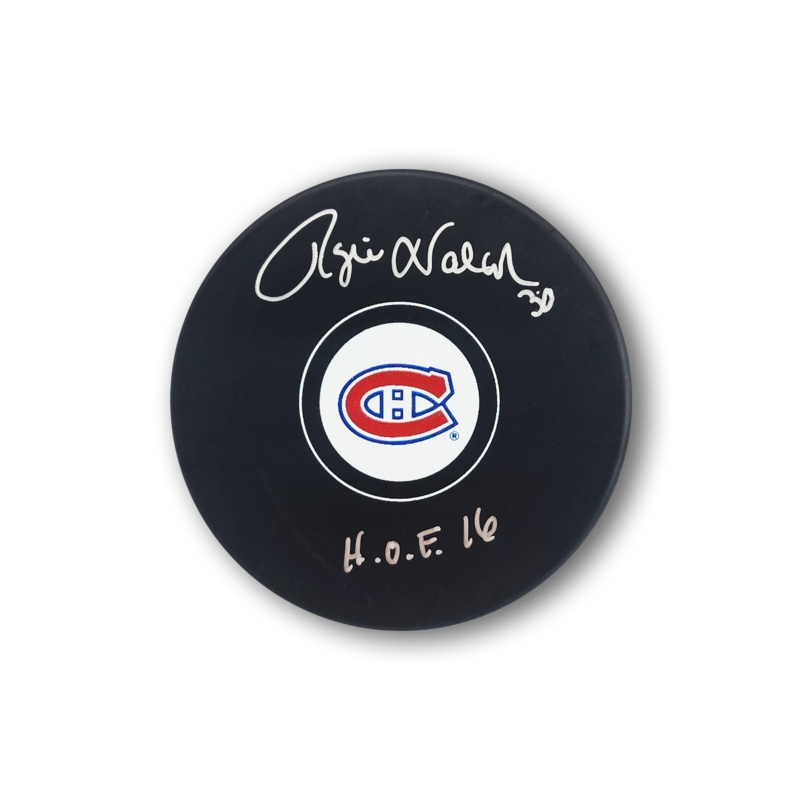 Rogie Vachon Autographed Montreal Canadiens Hockey Puck HOF 16