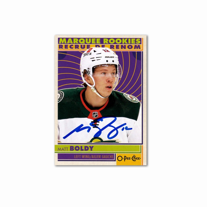 Matt Boldy Autographed Minnesota Wild Maraque Rookies Hockey Card