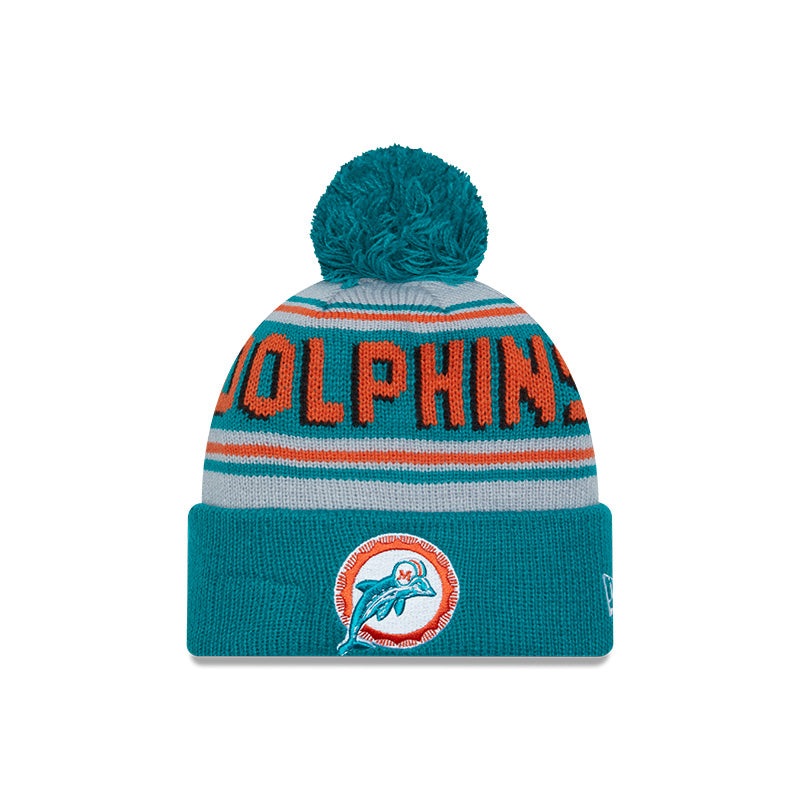 New Era Miami Dolphins Cuffed Knit Hat with Pom