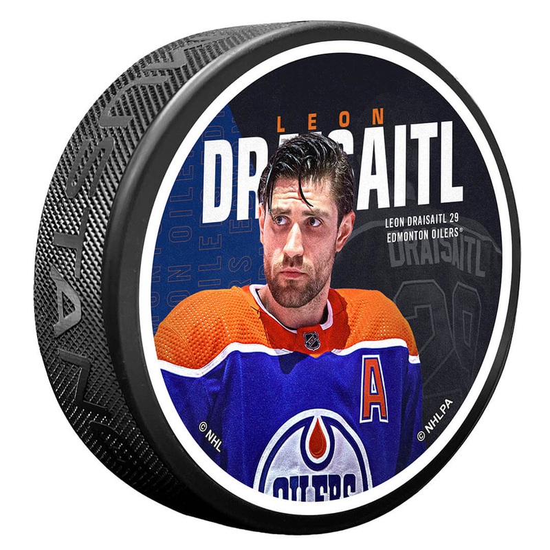 Leon Draisaitl Edmonton Oilers Textured Centerfold Puck